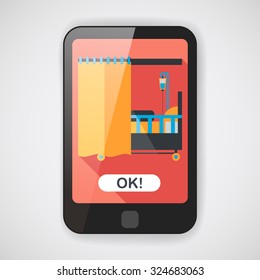 hospital bed flat icon with long shadow