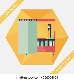 hospital bed flat icon with long shadow