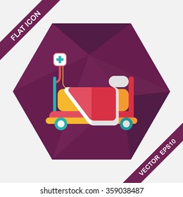 hospital bed flat icon with long shadow