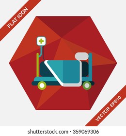 hospital bed flat icon with long shadow