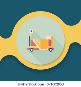 hospital bed flat icon with long shadow