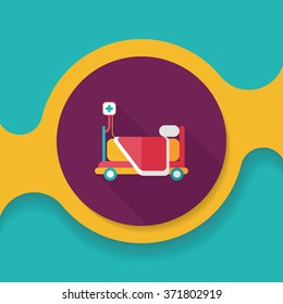 hospital bed flat icon with long shadow