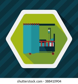hospital bed flat icon with long shadow