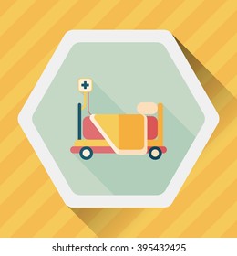 hospital bed flat icon with long shadow