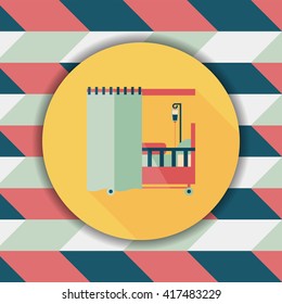 hospital bed flat icon with long shadow