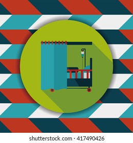 hospital bed flat icon with long shadow
