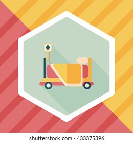 hospital bed flat icon with long shadow