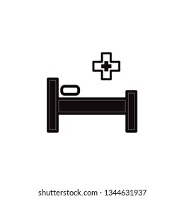 Hospital Bed Flat Icon Vector