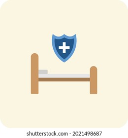 Hospital Bed Flat Round Vector Icon Design