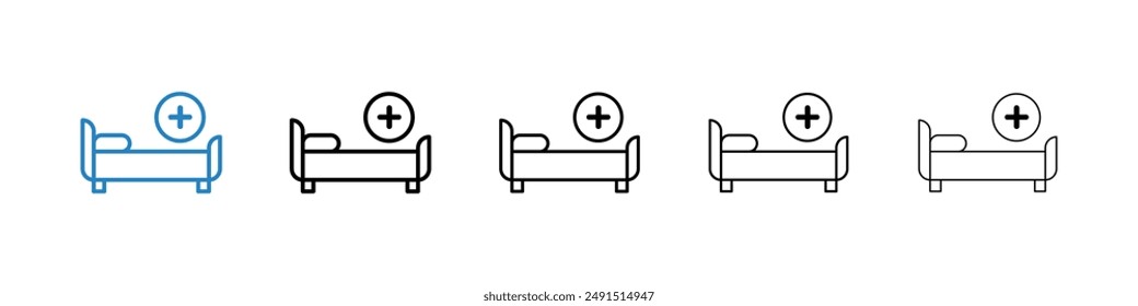 Hospital bed icon in black and blue