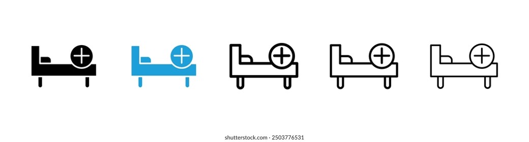 Hospital bed icon in black and blue colors