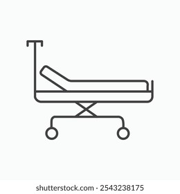 Hospital bed icon in black outlined and solid.