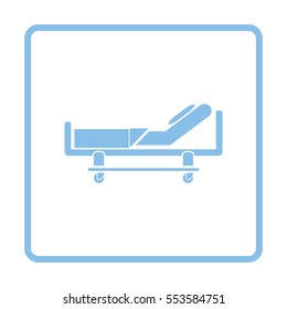 Hospital Bed Icon. Blue Frame Design. Vector Illustration.