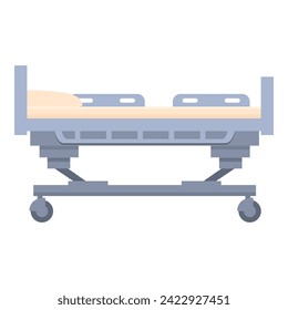 Hospital bed icon cartoon vector. Medical equipment. Helping nurse