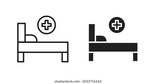Elemento de diseño de icono de cama de hospital. Trazo editable. Vector