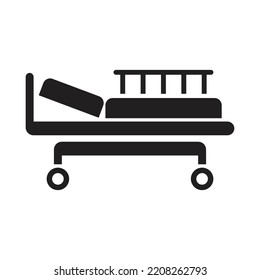 Hospital bed icon design. medical bed, Intensive care unit icon. Resuscitation, rehabilitation, hospital ward. Medicine concept. Vector illustration 