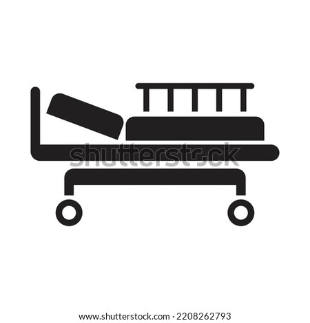 Hospital bed icon design. medical bed, Intensive care unit icon. Resuscitation, rehabilitation, hospital ward. Medicine concept. Vector illustration 