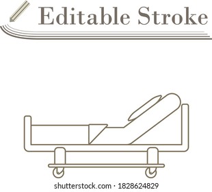 Hospital Bed Icon. Editable Stroke Simple Design. Vector Illustration.