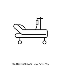 Hospital bed icon Flat simple outline