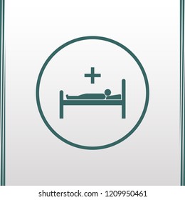 Hospital bed icon. green frame design.