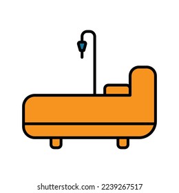 Hospital bed icon illustration. Outline color  icon style. icon related to healthcare and medical. Simple vector design editable