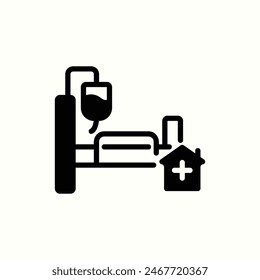 Icono de cama de hospital, aislado icono de estilo negro