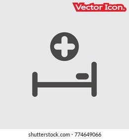 Hospital bed icon isolated sign symbol and flat style for app, web and digital design. Vector illustration.