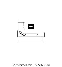 Gráficos vectoriales aislados del icono del lecho del hospital