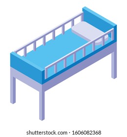 Hospital bed icon. Isometric of hospital bed vector icon for web design isolated on white background