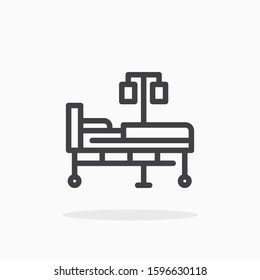 Hospital bed icon in line style. For your design, logo. Vector illustration. Editable Stroke.