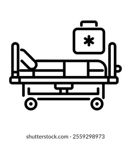 Hospital bed icon in line style 