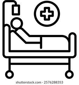Hospital Bed Icon Line Vector Illustration