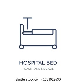 Hospital bed icon. Hospital bed linear symbol design from Health and Medical collection. Simple outline element vector illustration on white background