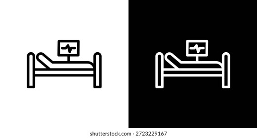 Concepto de logotipo de icono de cama de hospital en trazos