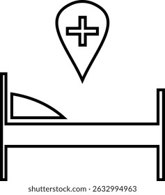 hospital bed icon. Medicine concept. Vector can be used for topics like healthcare, hospital, medical care recovery signs suitable for mobile app, website designs isolated on transparent background.