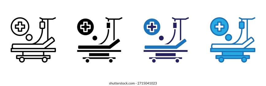 Ilustração de vetor de estilo múltiplo do ícone da cama de hospital