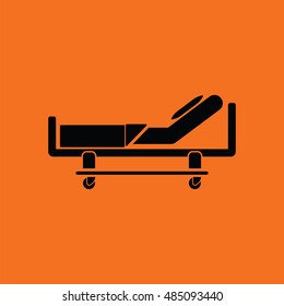 Hospital Bed Icon. Orange Background With Black. Vector Illustration.