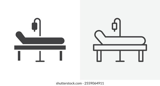 Hospital bed icon. outlined vector style.