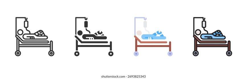 Paquete de iconos de cama de hospital en múltiples estilos
