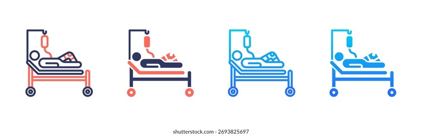 Krankenhausbett Icon Pack in mehreren Stilen