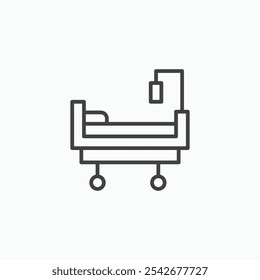Hospital bed icon set in black color