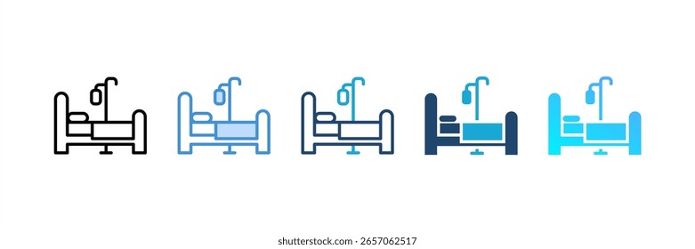 Ícone Hospital Bed definir coleção de vários estilos