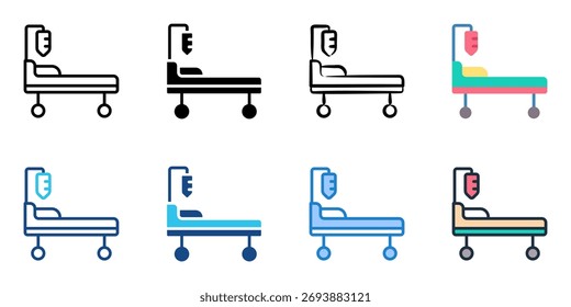 Hospital bed icon set multiple style collection 
