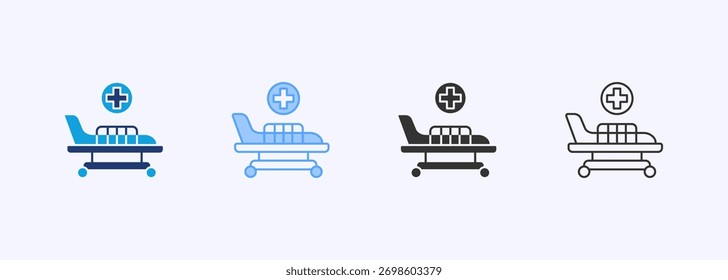 Hospital Bed Icon Definir Coleção de Vários Estilos