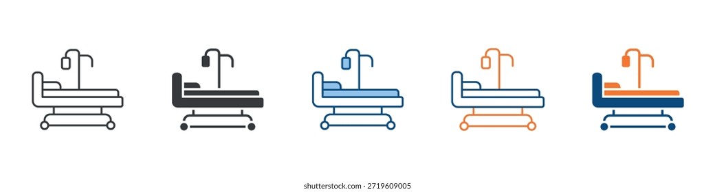 Hospital Bed Icon Definir Coleção de Vários Estilos