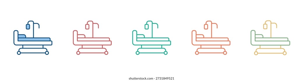 Hospital Bed Icon Definir Coleção de Vários Estilos