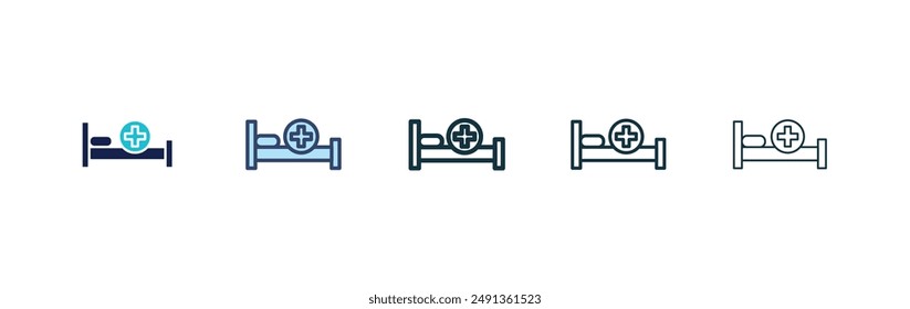 Hospital bed icon set on white background