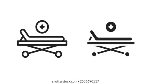 Hospital bed icon set in Thin line black color.