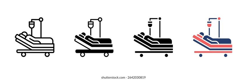Hospital Bed icon sheet multiple style collection