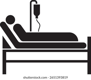 hospital bed icon, sick person in the hospital.